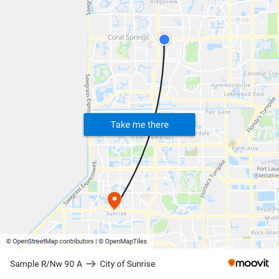 SAMPLE R/NW 90 A to City of Sunrise map