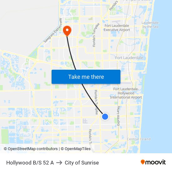 Hollywood B/S 52 A to City of Sunrise map