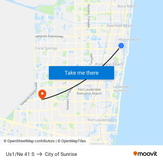 Us1/Ne 41 S to City of Sunrise map