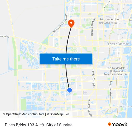 PINES B/NW 103 A to City of Sunrise map