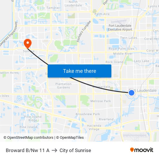 Broward B/Nw 11 A to City of Sunrise map