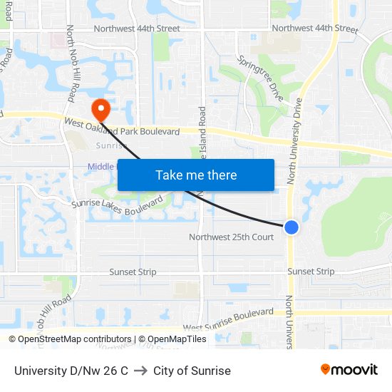 UNIVERSITY D/NW 26 C to City of Sunrise map