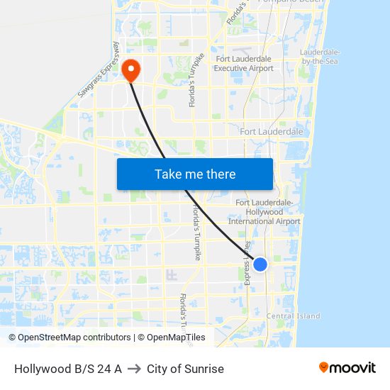 Hollywood B/S 24 A to City of Sunrise map