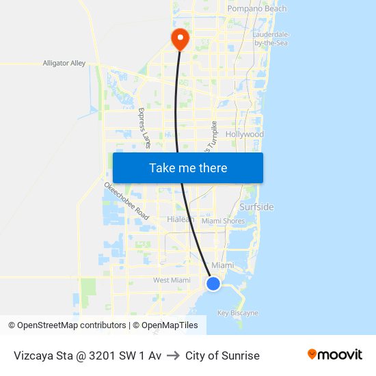 Vizcaya Sta @ 3201 SW 1 Av to City of Sunrise map