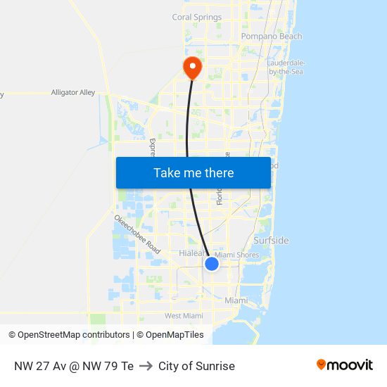 NW 27 Av @ NW 79 Te to City of Sunrise map