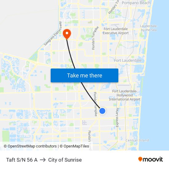 TAFT S/N 56 A to City of Sunrise map