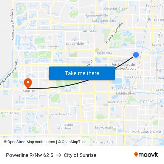 Powerline R/Nw 62 S to City of Sunrise map