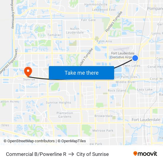 Commercial B/Powerline R to City of Sunrise map