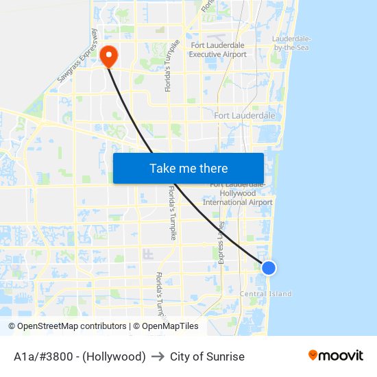 A1a/#3800 - (Hollywood) to City of Sunrise map