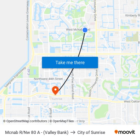 Mcnab R/Nw 80 A - (Valley Bank) to City of Sunrise map