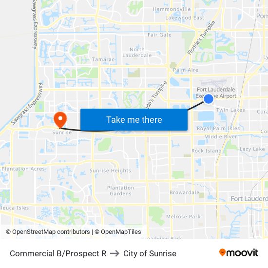 COMMERCIAL B/PROSPECT R to City of Sunrise map