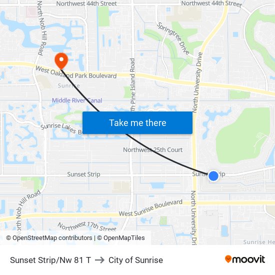 Sunset Strip/Nw 81 T to City of Sunrise map