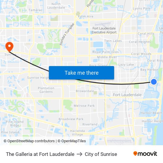 SUNRISE B/NE 25 A to City of Sunrise map