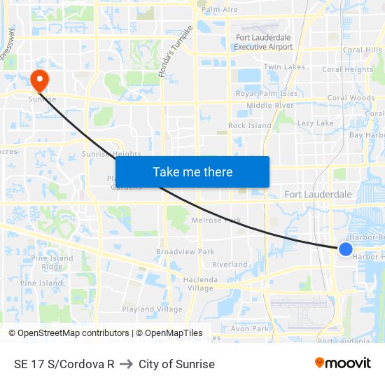 SE 17 S/Cordova R to City of Sunrise map