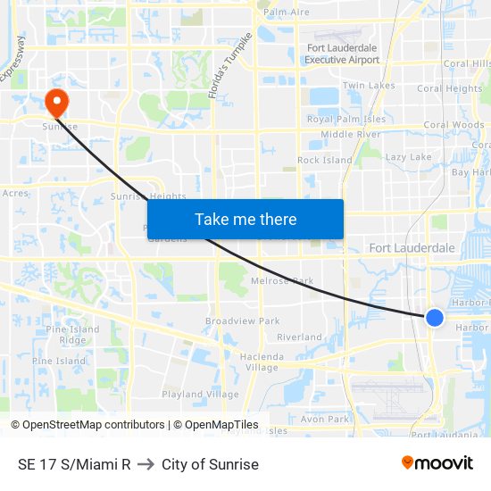 SE 17 S/Miami R to City of Sunrise map