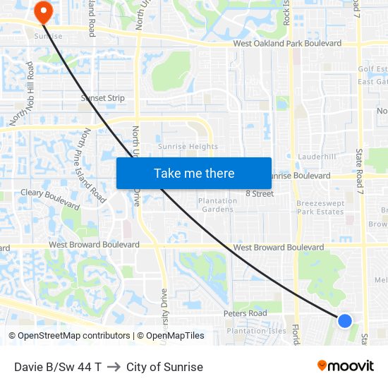 Davie B/Sw 44 T to City of Sunrise map