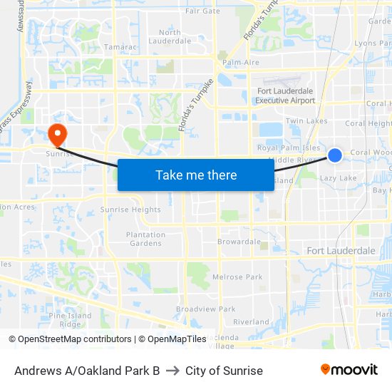 Andrews A/Oakland Park B to City of Sunrise map