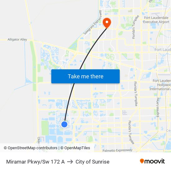 Miramar Pkwy/Sw 172 A to City of Sunrise map