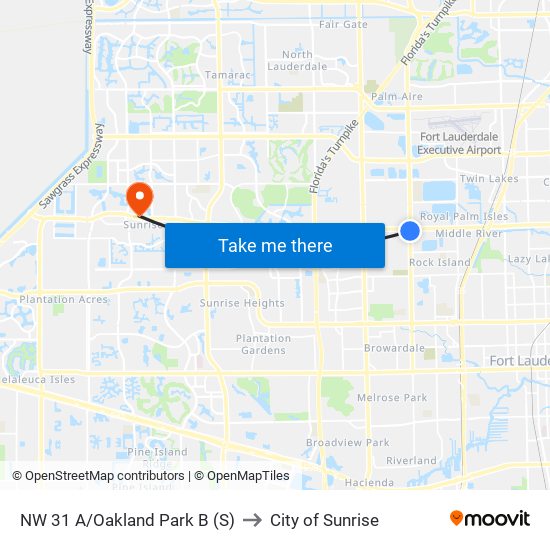 NW 31 A/OAKLAND PARK B (S) to City of Sunrise map