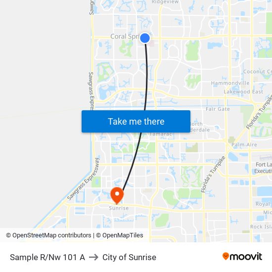 Sample R/Nw 101 A to City of Sunrise map