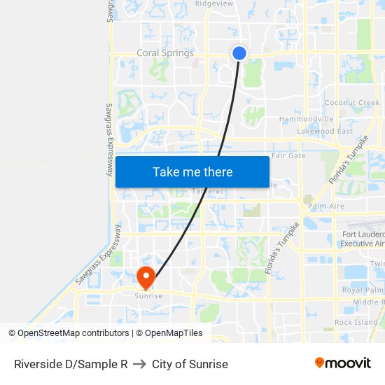 Riverside D/Sample R to City of Sunrise map