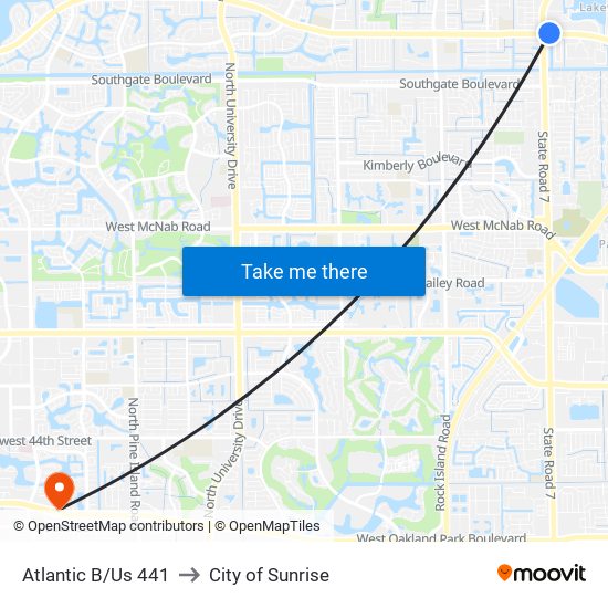 ATLANTIC B/US 441 to City of Sunrise map