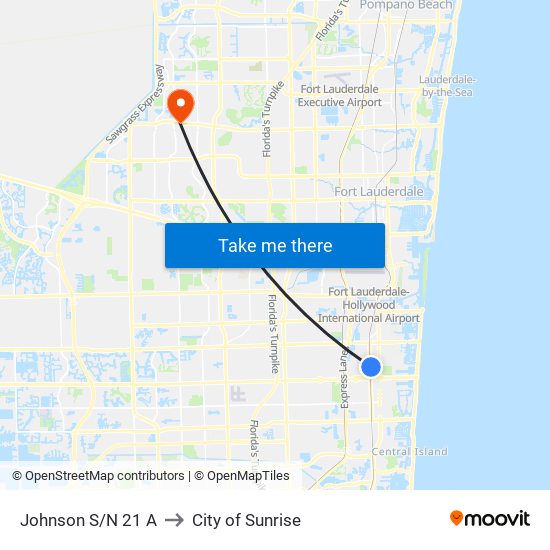 Johnson S/N 21 A to City of Sunrise map