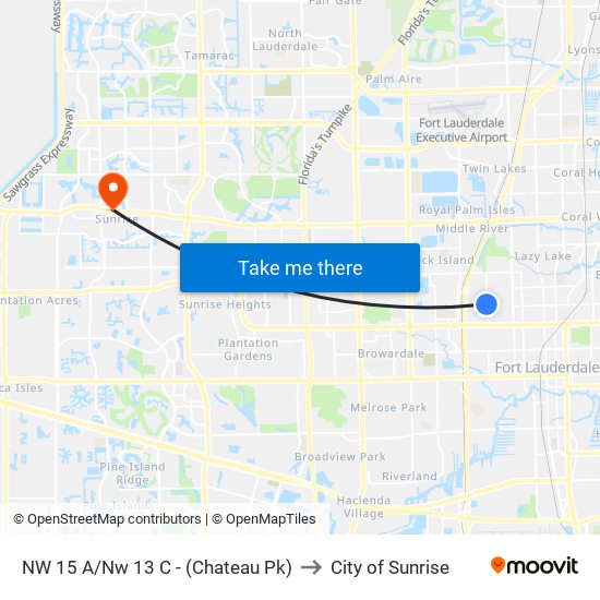 NW 15 A/Nw 13 C - (Chateau Pk) to City of Sunrise map