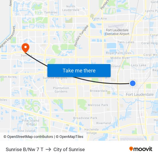 Sunrise B/Nw 7 T to City of Sunrise map