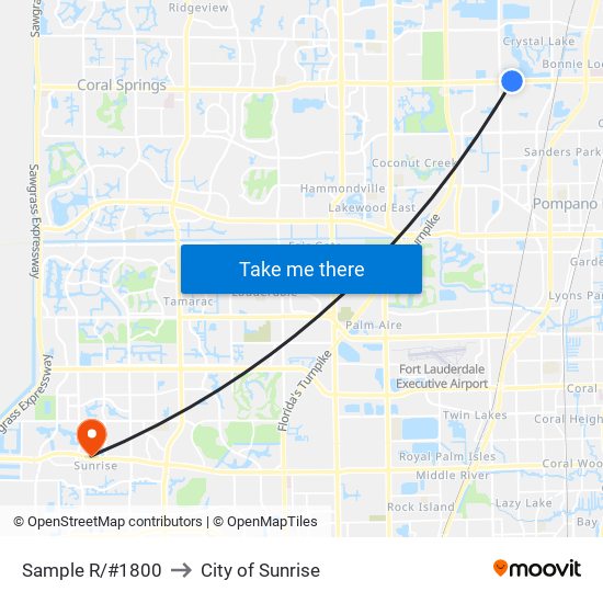 Sample R/#1800 to City of Sunrise map