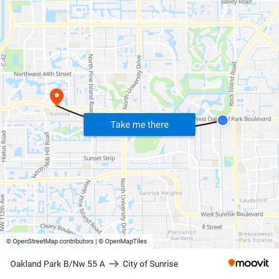 Oakland Park B/Nw 55 A to City of Sunrise map