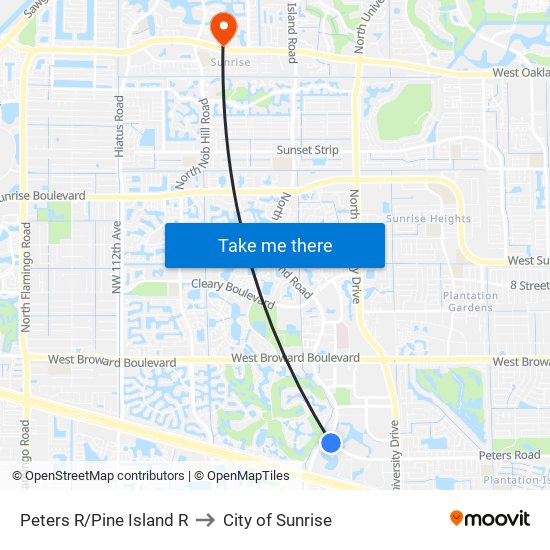 PETERS R/PINE ISLAND R to City of Sunrise map