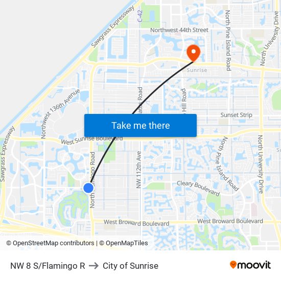 NW 8 S/Flamingo R to City of Sunrise map