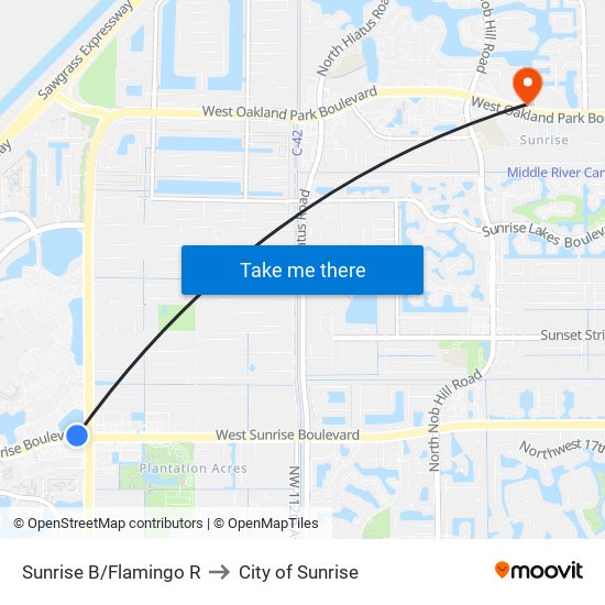 Sunrise B/Flamingo R to City of Sunrise map