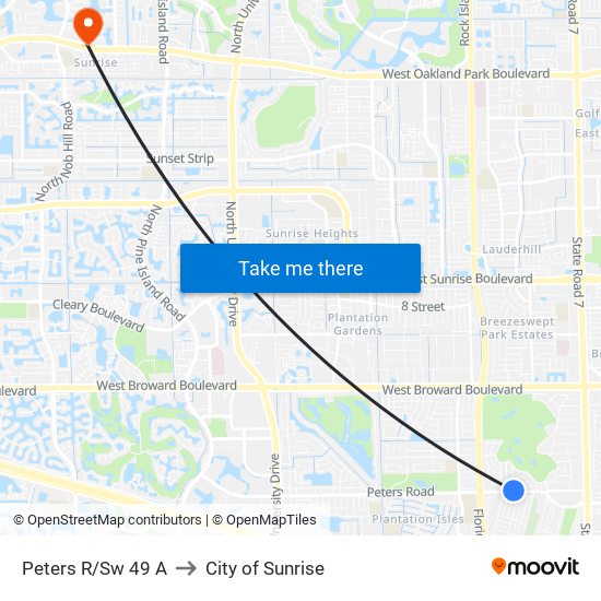 Peters R/Sw 49 A to City of Sunrise map