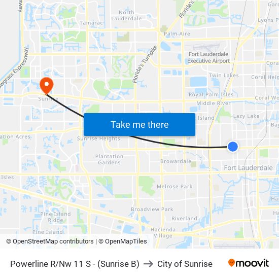 Powerline R/Nw 11 S - (Sunrise B) to City of Sunrise map