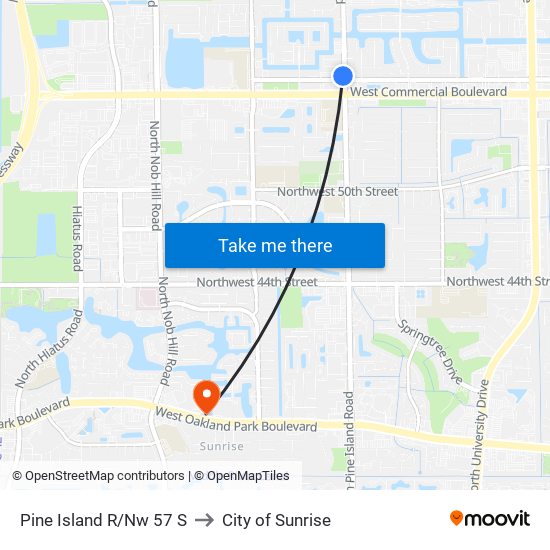 Pine Island R/Nw 57 S to City of Sunrise map