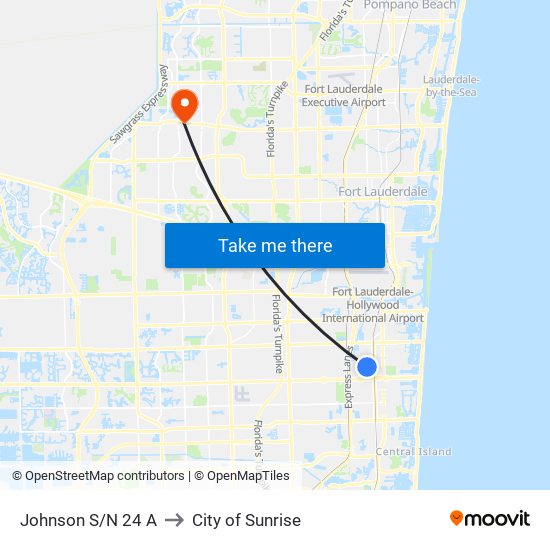 JOHNSON S/N 24 A to City of Sunrise map