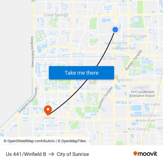 US 441/WINFIELD B to City of Sunrise map