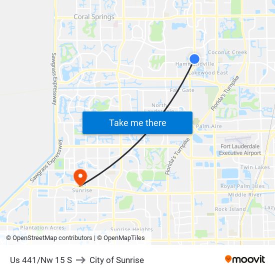 Us 441/Nw 15 S to City of Sunrise map