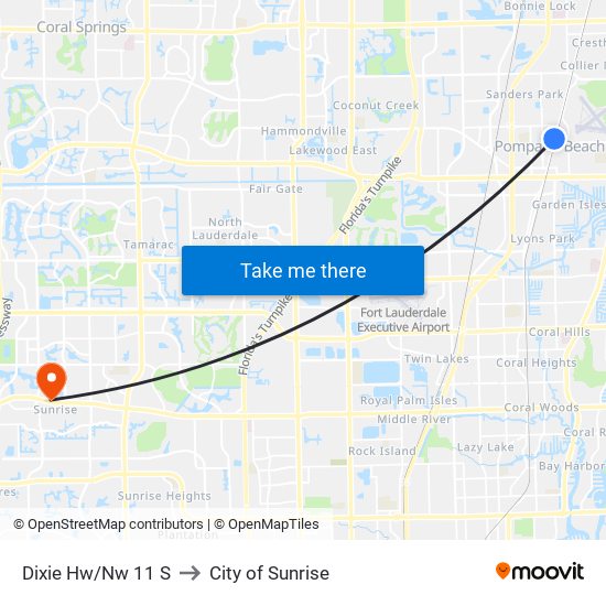 Dixie Hw/Nw 11 S to City of Sunrise map