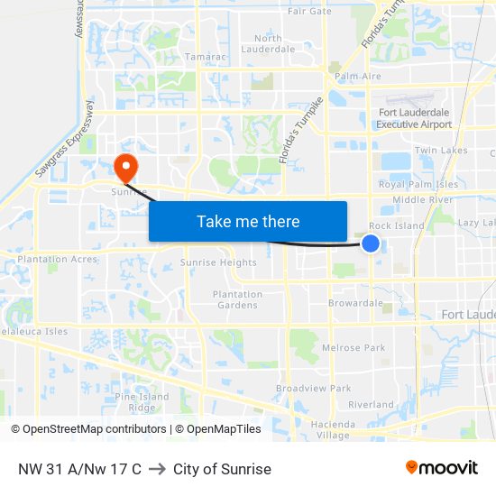 NW 31 A/Nw 17 C to City of Sunrise map