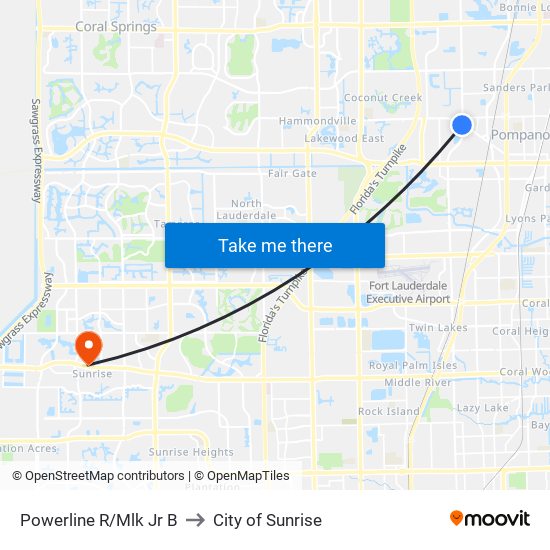 Powerline R/Mlk Jr B to City of Sunrise map