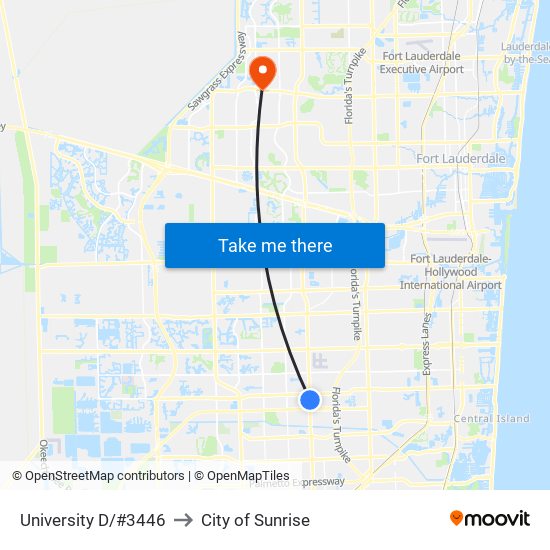 University D/#3446 to City of Sunrise map