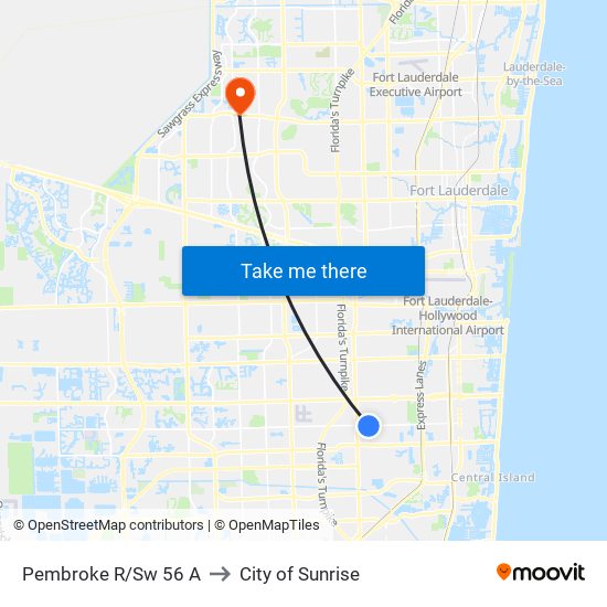 Pembroke R/Sw 56 A to City of Sunrise map