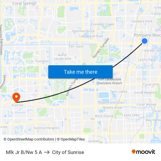 MLK JR B/NW 5 A to City of Sunrise map