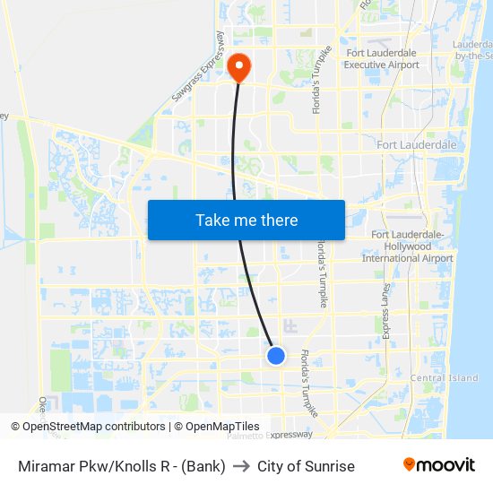 Miramar Pkw/Knolls R - (Bank) to City of Sunrise map