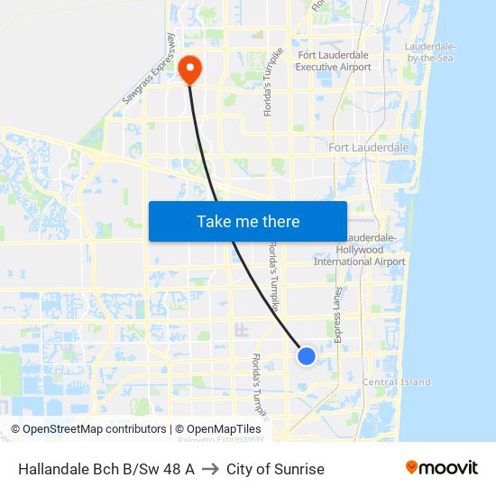 Hallandale Bch B/Sw 48 A to City of Sunrise map