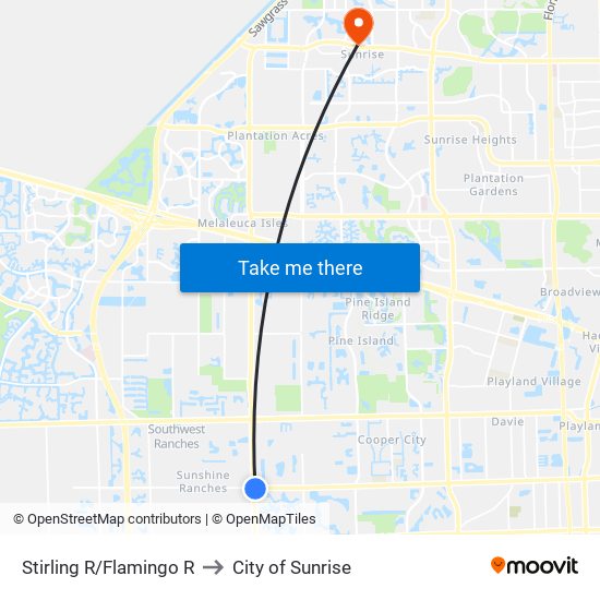 Stirling R/Flamingo R to City of Sunrise map