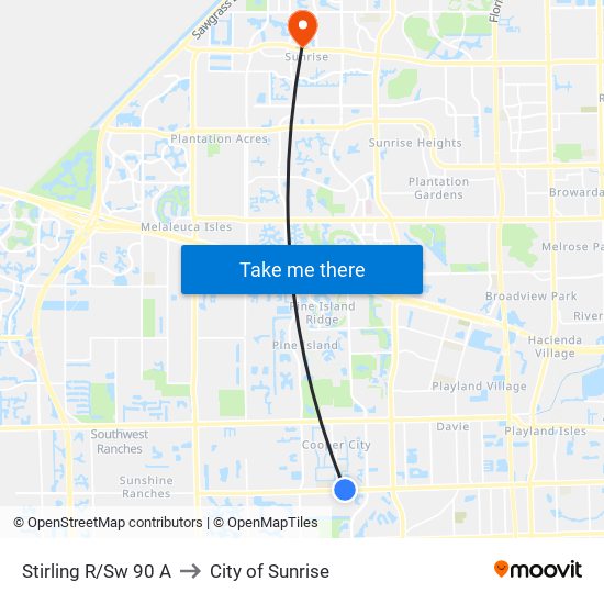 Stirling R/Sw 90 A to City of Sunrise map